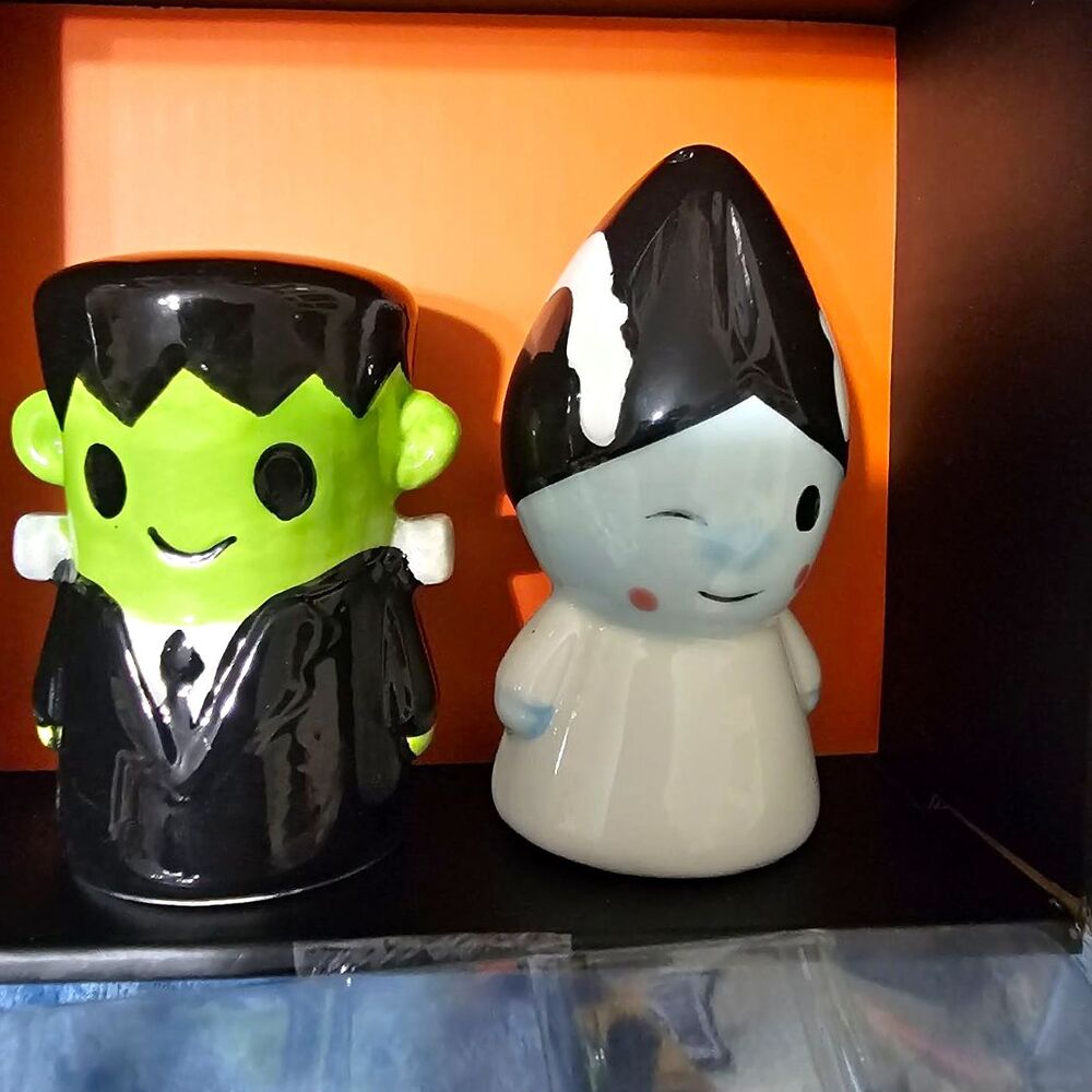 Frankenstein His Bride Salt and Pepper Shakers Set Halloween Horror Gothic New